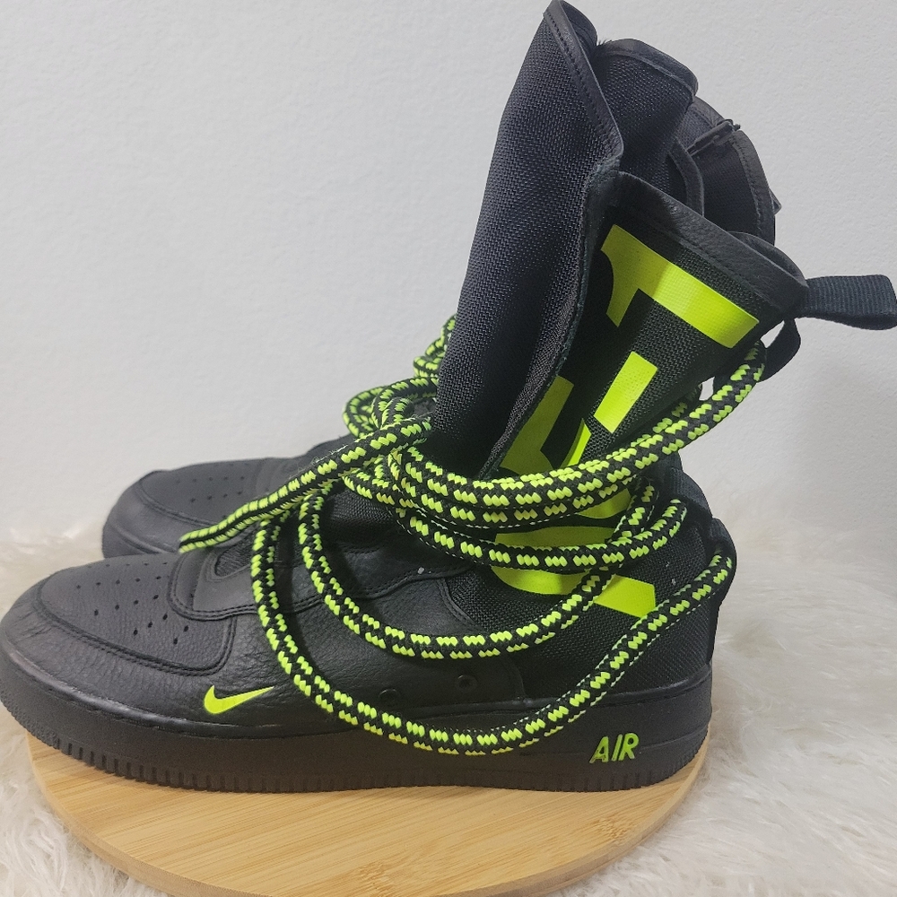 Nike SF Air Force 1 High Black Volt leather high top boots Special Edition - Picture 5 of 9